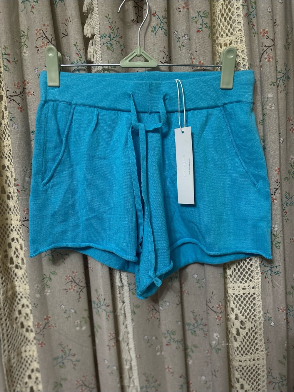 Revolve One Grey Day NWT Knit Lounge Shorts Small Aqua Blue Cotton Blend